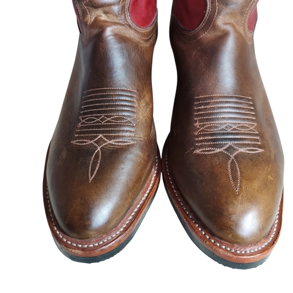 Chippewa Red Arroyo Wellington Red Shaft Brown Vamp Leather Western Boots Men's - Picture 9 of 16